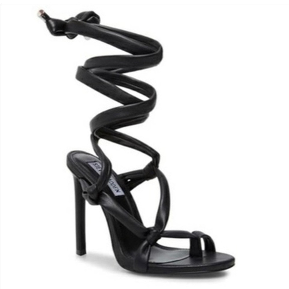 Steve Madden Estella Black Lace Up Stiletto Heels  Size 6.5  Like New  Sandals